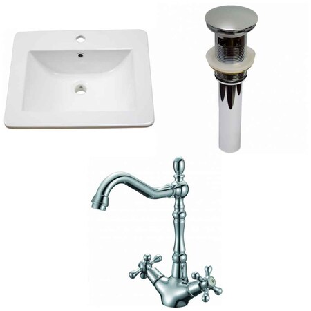 American Imaginations 21-in. W 1 Hole Ceramic Top Set In White Color - Overflow Drain Incl. AI-29729